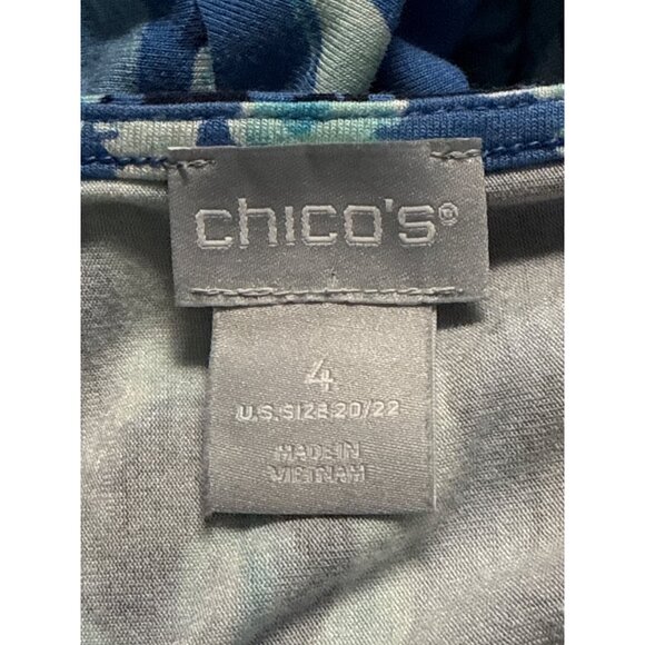 Chicos Size 4 (20/22) Short-Sleeve Blue Paisley Print Dress Rayon/Spandex Blend - Picture 5 of 8